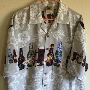 Alcohol Beer Tiki Mug Honolulu Camp Hawaiian Shirt